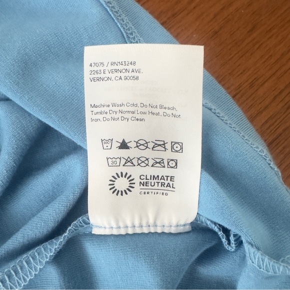 Reformation Women’s Sky Blue Off-Shoulder Dress Gold Ring Accents Size Small - Picture 9 of 9